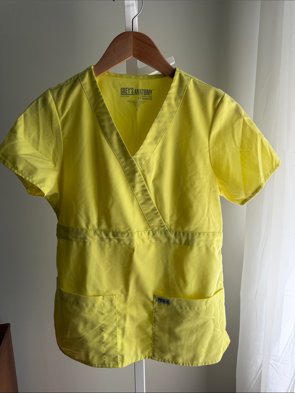 Grey's Anatomy Yellow Wrap-Front Scrub Top